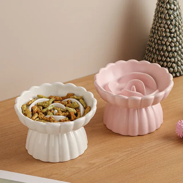 Dog Slow Feeding Bowl Cat Food Bowl Ceramic Elevated Cat Anti Suffocation Pet Feeder Anti Swallowing Dog Supplies  Pet Products 2