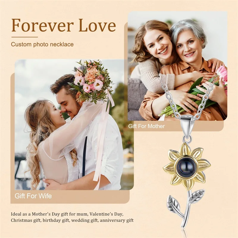 Sunflower Necklace with Picture Pendant 7 | Sunflower Necklace with Picture Pendant 5