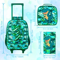 Rolling Backpack for Boys Girls, Kids Roller School Bag with Wheels Toddler Wheeled Bookbag Elementary 4
