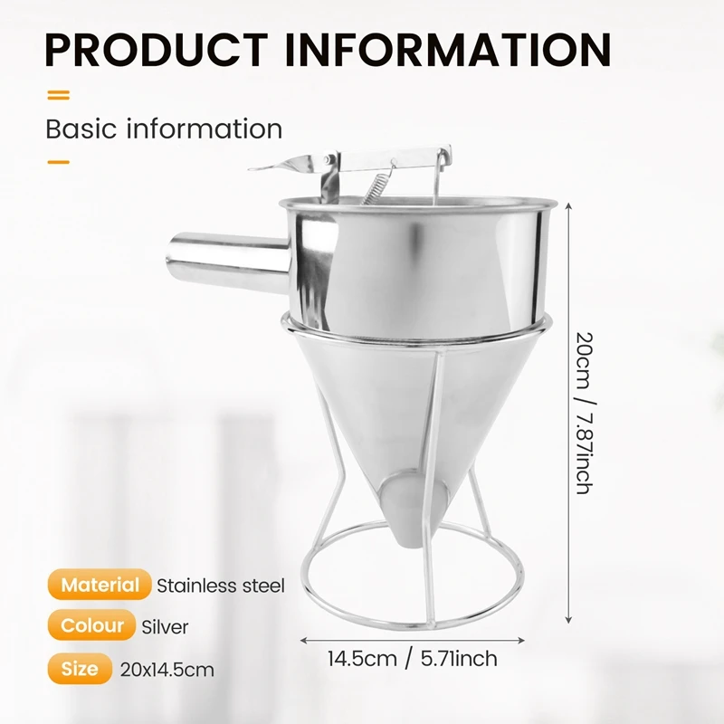 1 PCS Funnel Dispenser Stainless Steel With Rack Cupcake Pancake Batter Maker Octopus Fish Ball Home Kitchen Baking Tool