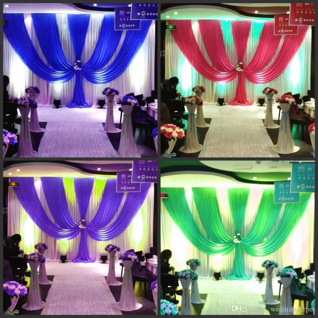 

3M*6M wedding backdrop with swags backcloth Party Curtain Celebration Stage Performance Background Satin Drape wall valance