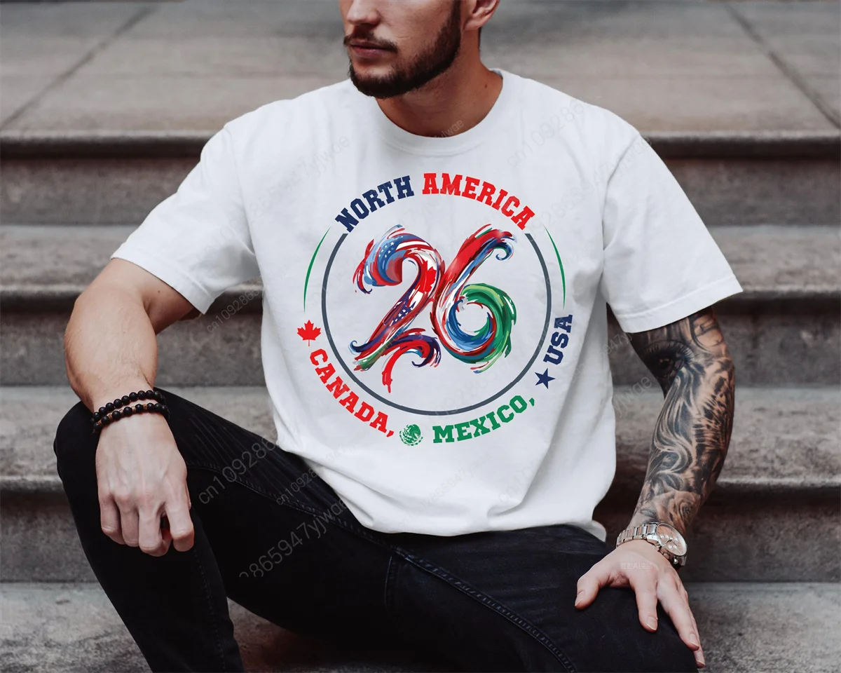 Maglietta America Messico Canada 2026, T-shirt Torneo Mondiale di Calcio Nord America 2026, T-shirt Estiva per Uomo e Donna - immagine 3