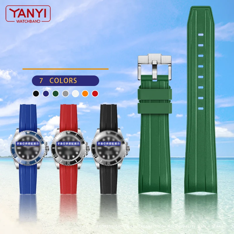 Cinturino Per Orologio In Gomma Fluorurubber Fkm Cinturino In Silicone Impermeabile Da 21Mm Per Cinturino Rolex Submariner Deepsea Oysterflex