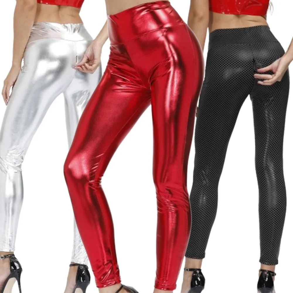 Women Faux Leather Skinny Leggings Pants Shaping Hip Push Up Long Pants Sexy Zipper Open Crotch Tights PU Leather Gym Leggings shascullfites high waist skinny push up pants streetwear women white zipper fly sexy butt lifting pants joggers