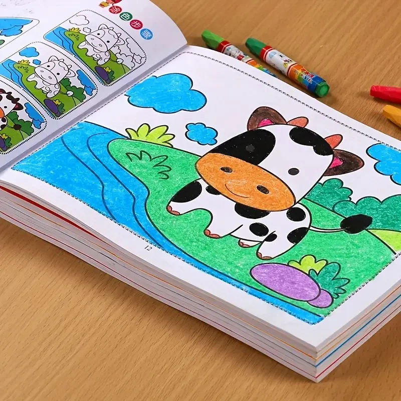 Libro da colorare progressivo per l'apprendimento dell'arte, libro di disegno passo dopo passo, quaderno per esercitarsi nel disegno, da facile a difficile, carta di alta qualità, ideale - immagine 4