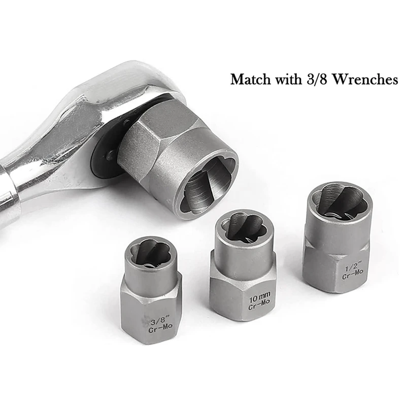 14Pcs Impact Bolt & Nut Remover Set Stripped Lug Nut Remover With Hex Adapter Extraction Socket Set
