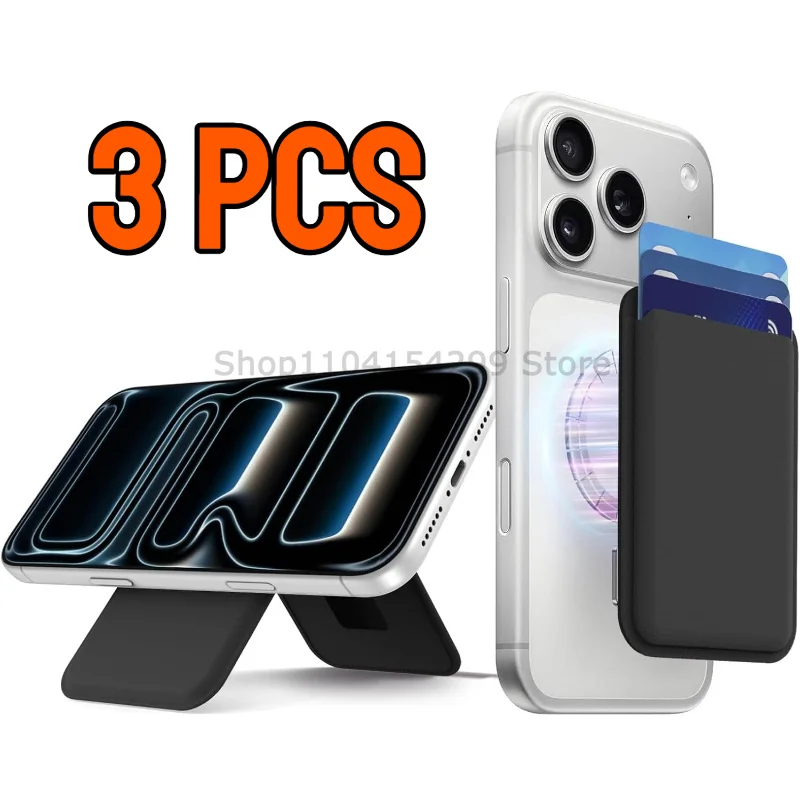 Leather Magnetic Wallet with Foldable Stand and Card Holder Pocket