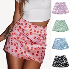 

Woman Mini Skirts Harajuku Printed Skirt High Waist Summer 2022 European and American Wind Pink Flower Skirts Womens New