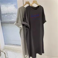 Robe ample à manches courtes pour femmes, grande taille, lettre rétro américaine imprimée 3