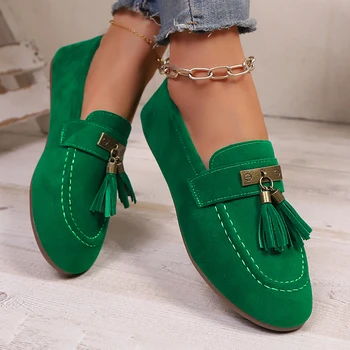 الربيع والخريف أنيقة بلون جولة رئيس الفم الضحلة شقة حذاء كاجوال مسطح عصري جديد مريح أحذية نسائية 6