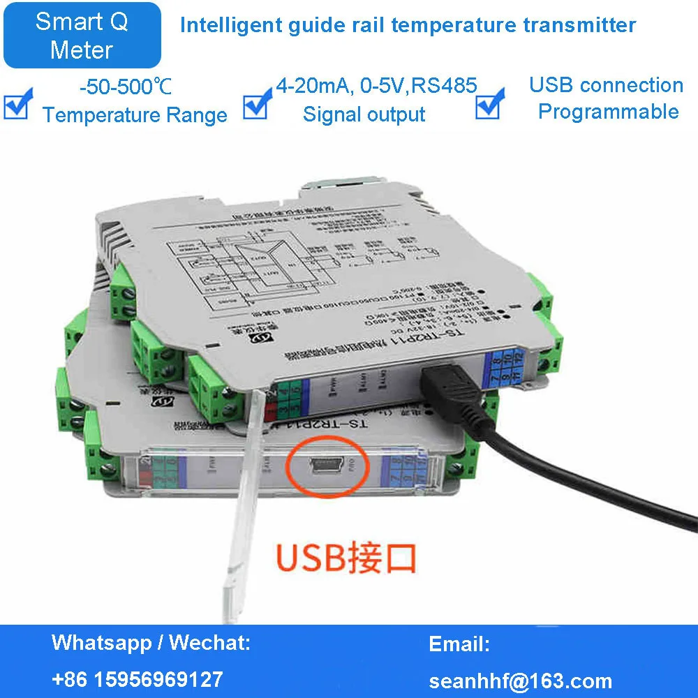

USB Интеллектуальный температурный передатчик термопары, термостойкий аналоговый рельсовый модуль к аналоговому ретранслятору 4-20 мА