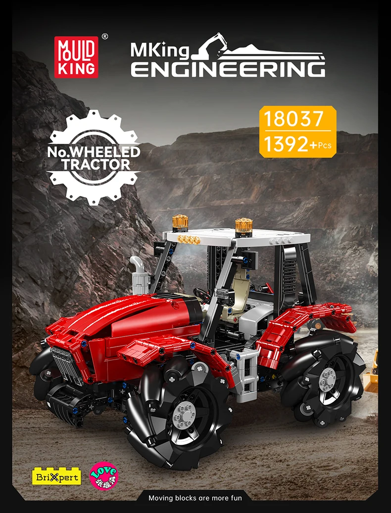 Mould King 18037 Ferngesteuerter Radtraktor Bausatz Technischer LKW Bausteine Set Kinder Weihnachtsgeschenk – Detail 1