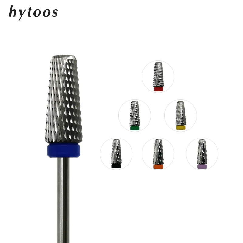 HYTOOS Safety Dust Proof Tapered Nail Bit 3/32 Carbide Nail Drill Bits Rotary Milling Cutter for Manicure Accessories