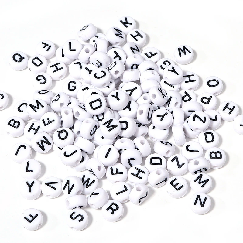 Acrylic Letter Beads 100pcs 7mm Letter Beads Oval Shape Acrylic Spacer Loose Beads For Jewelry Making