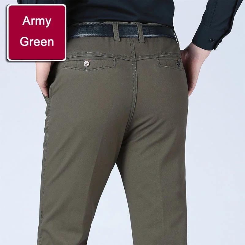 New Arrival 100% Cotton Summer Autumn Men's Casual Pants Fashion Solid Black Beige Gentle Thicken Trousers Brand Smart Suit Pant 6