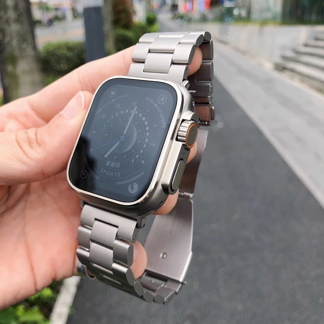 아이워치 밴드용 스테인리스 스틸 팔찌, 울트라 49mm, 38mm, 41mm, 42mm, 40mm, 44mm, 45mm, 애플 워치 시리즈 8, 7, 6, SE 5432 메탈 스트랩