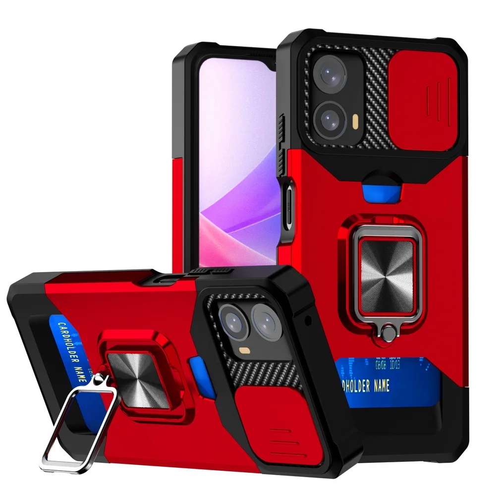 Multi-Functional Finger Ring Camera Protection Case with Card Slot - Armor Hybrid Cover