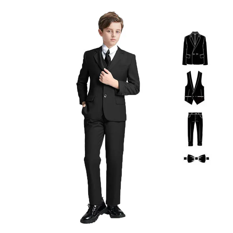 الأولاد أسود أزرق 4 قطعة/مجموعة سترة سترة السراويل...