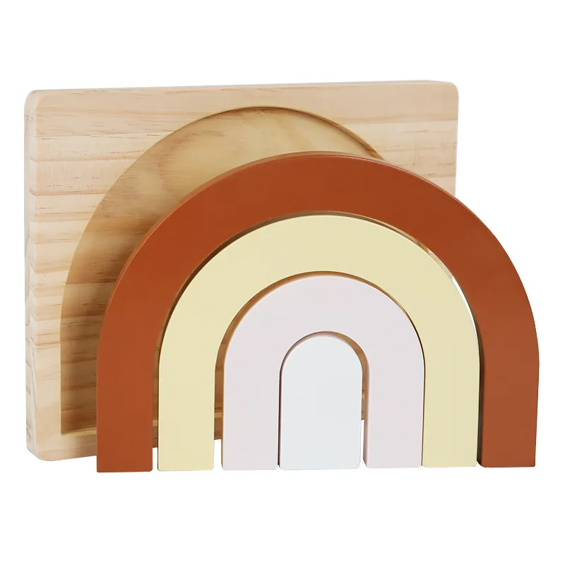 

Nordic Style Hot Arch Bridge Rainbow Building Blocks Puzzle Baby Toy Color Cognitive Children Montessori Educational Wooden Toys