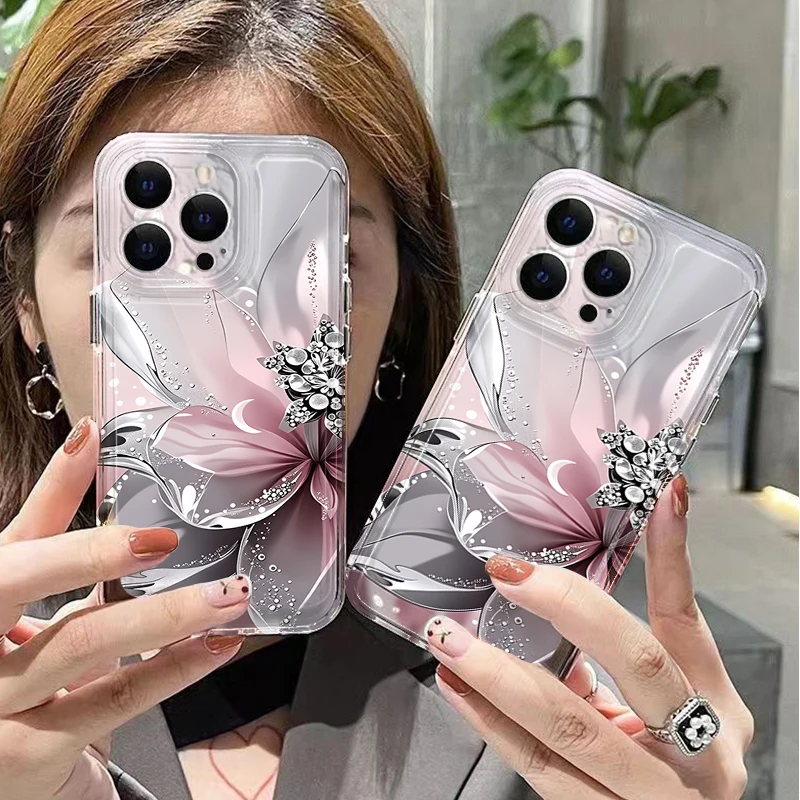 Floral Painted Transparent Creative Shockproof Phone Case