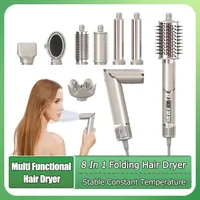 New 8 in 1 Folding Hair Dryer Multifunctional Hot Air Comb Negative ion Home Set Straight Hair Comb Hair Styling Tool 1