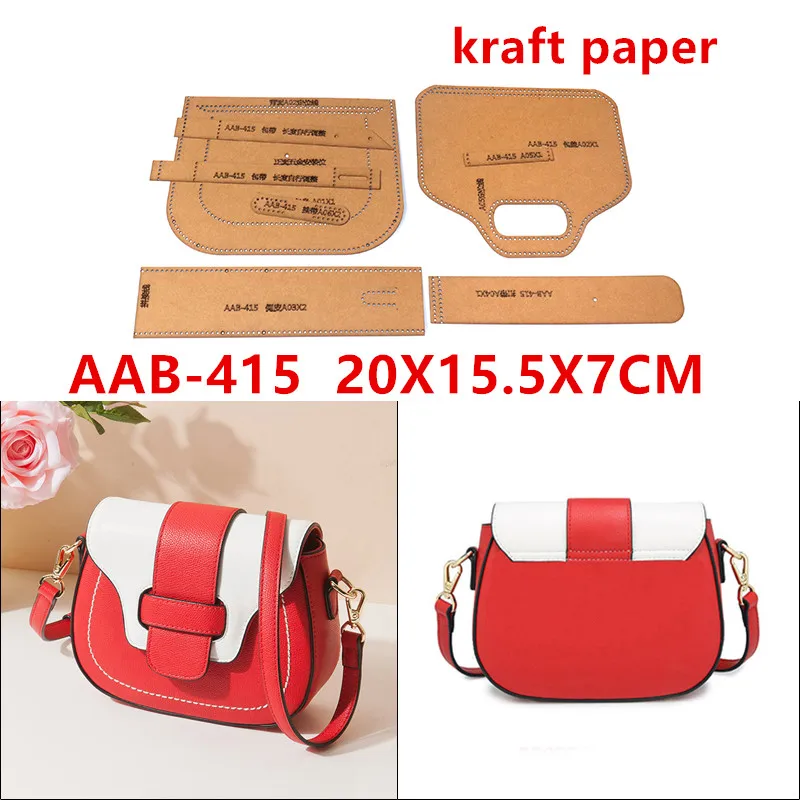 DIY Leather Craft Shoulder Bag Die Cutting Kraft Paper Sewing Pattern Hollowed Stencil Template
