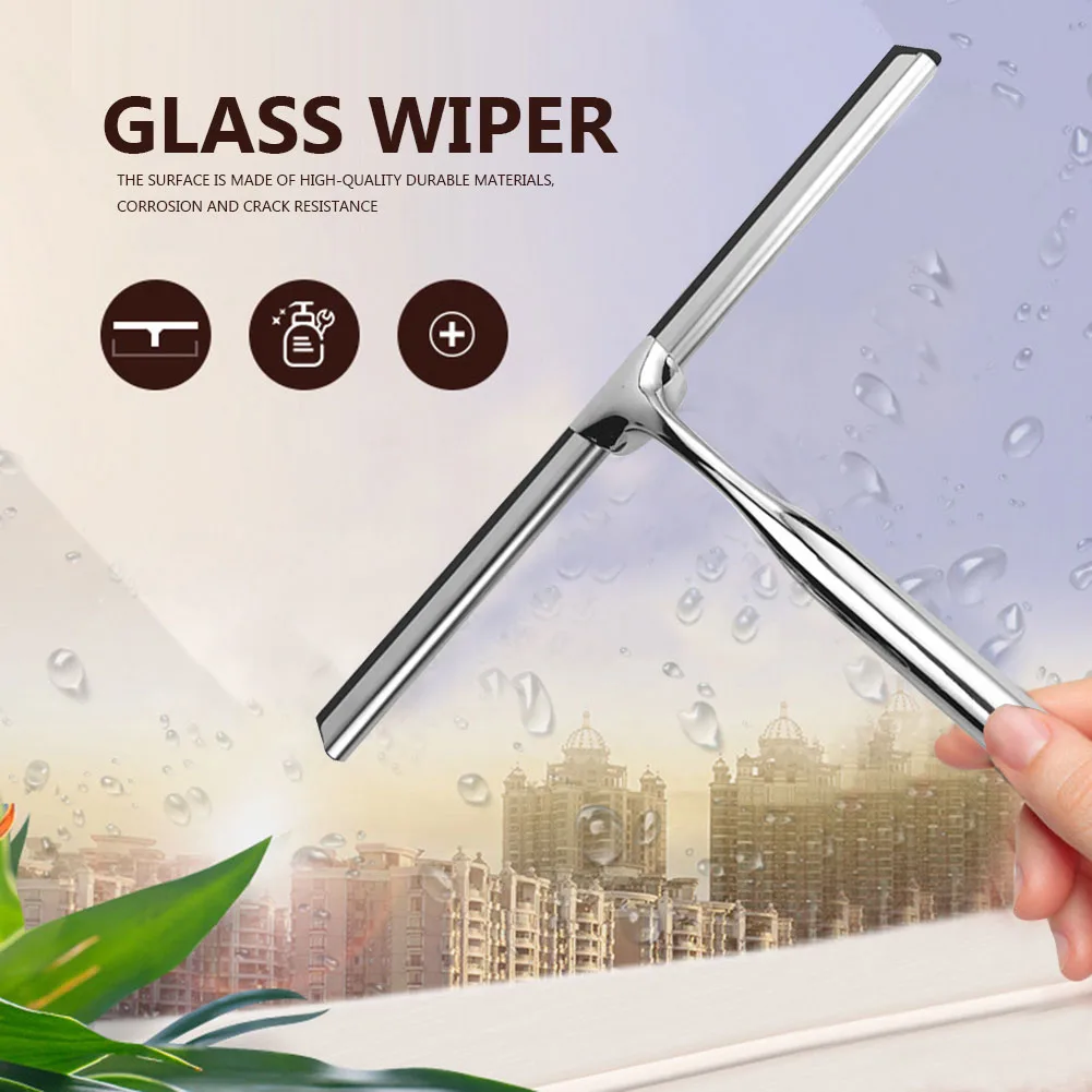 Stainless Steel Shower Squeegee Wiper Brush Multifunctional Shower Mirror Squeegee Corrosion Resistance Household Cleaning Tool