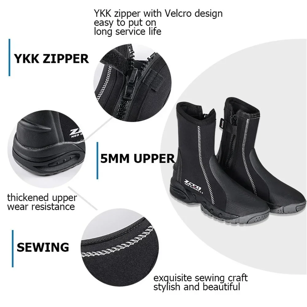 Mens 5MM Wetsuit Diving Shoes Neoprene Outdoor Beach Shoes Comfort Non-slip Surf Kayak Sailing Shoes Diving Boots