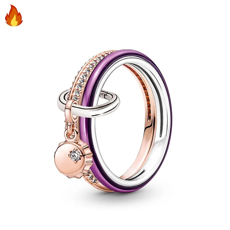 Original 925 Silver Popular Women's MEME Lucky Bottle Cap Combination Set Logo Ring Fashion DIY Light Luxury Charm Jewelry