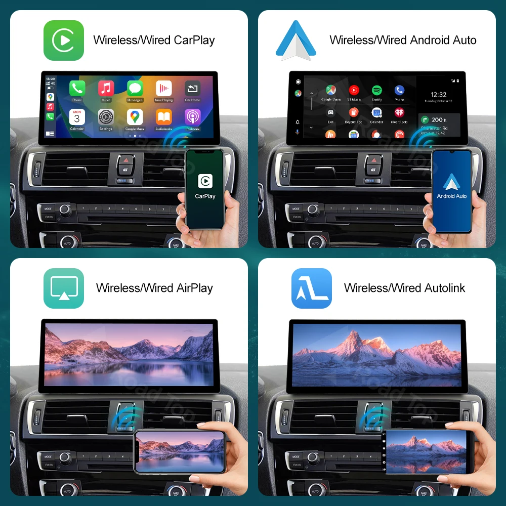 Pantalla multimedia Linux inalámbrica CarPlay Android Auto de 12.3 pulgadas para BMW Serie 1 2 3 4 F20 F21 F22 F30 F31 F32 F33 NBT o EVO 5