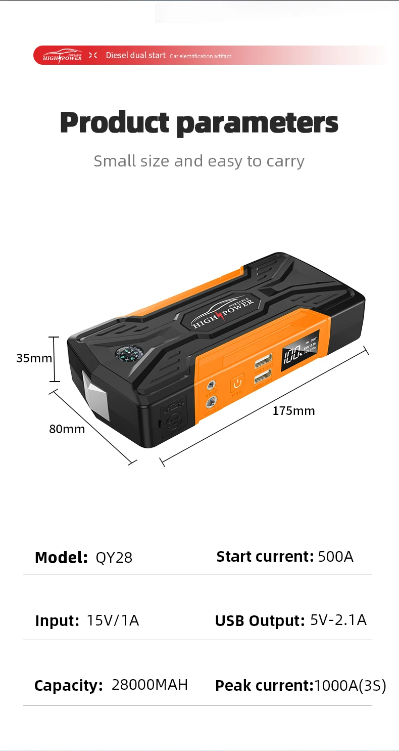 Car Jump Starter 12V 99800mAh Digital Display Emergency Power Supply Portable Emergency Starter Car Battery Booster Power Bank