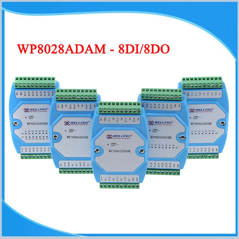 

8DI / 8DO _ Digital input and output module / Optocoupler isolated / RS485 MODBUS RTU communications Wellpro WP8028ADAM