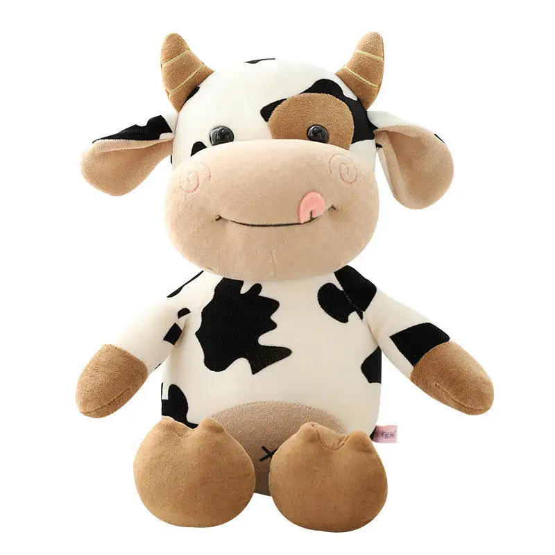 26CM Simulation Cattle Animals Plush Toys Cartoon Milk Cow Plush Doll Soft Stuffed Sweater Cow Pillow Home Decoration Toy