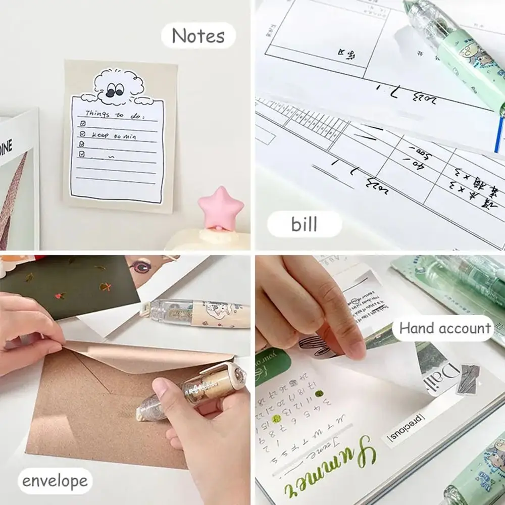 Press-On Cartoon Pen Style Dot Glue Tape Ledger Supplies Study Exam Stationery Correction Tape Double Sided Adhesive 1Pcs