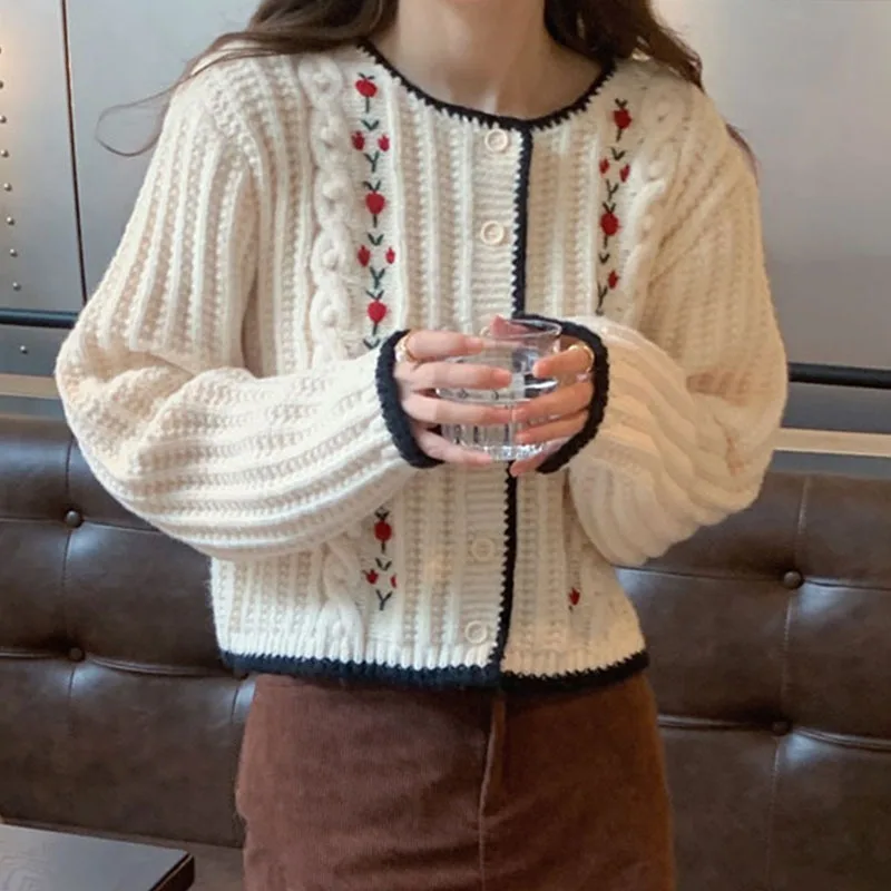 

French gentle style sweater cardigan
