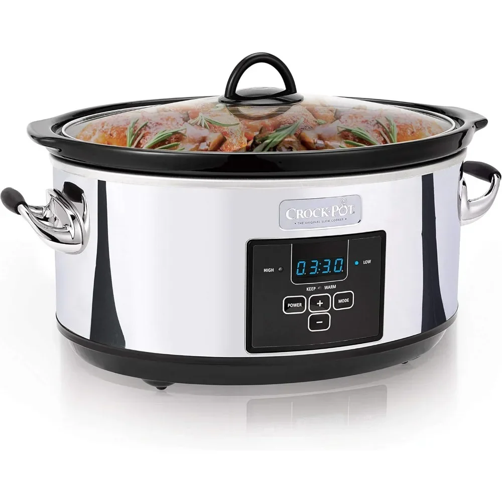 7 Quart Programmable Slow Cooker with Digital Timer, Food Warmer, Polished Platinum, Perfect  Everyday Meals and Entertaining 2