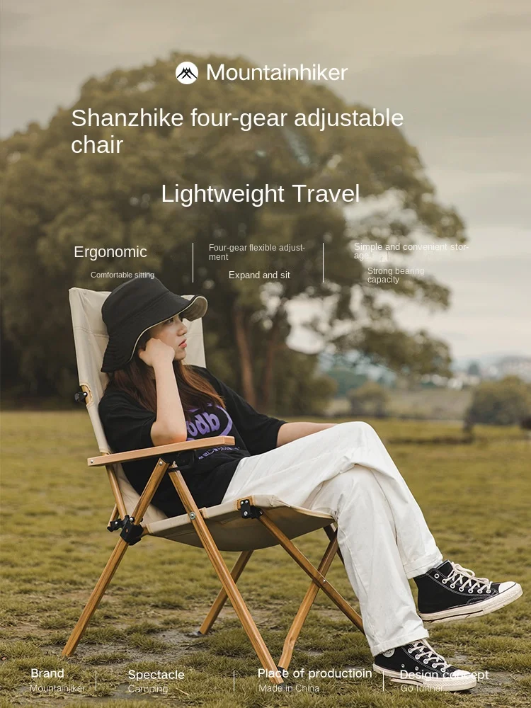 

Outdoor Camping Chair Long Relaxation Chair 4-Step Angle Adjustable Portable Recliner for Beach Office Nap Chair