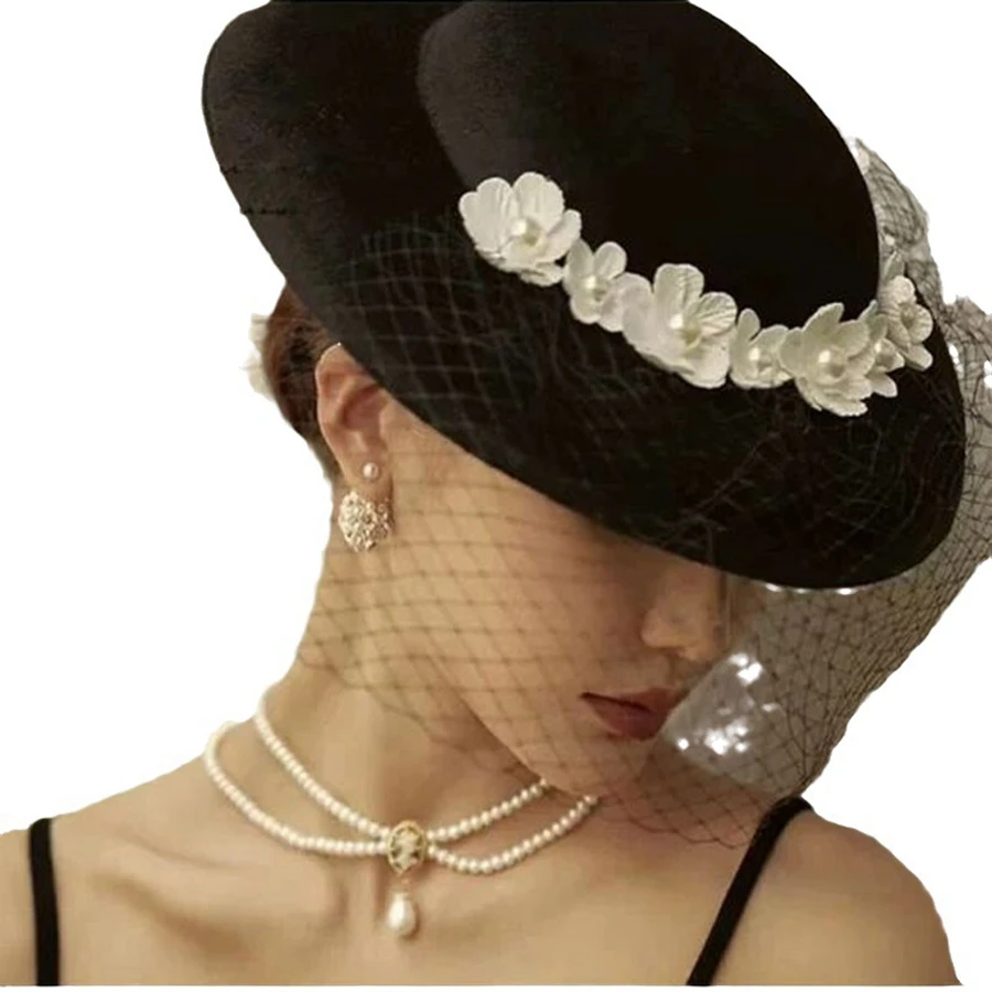 Fascinator Hats-Black Bride Hats Wedding fascinators for women