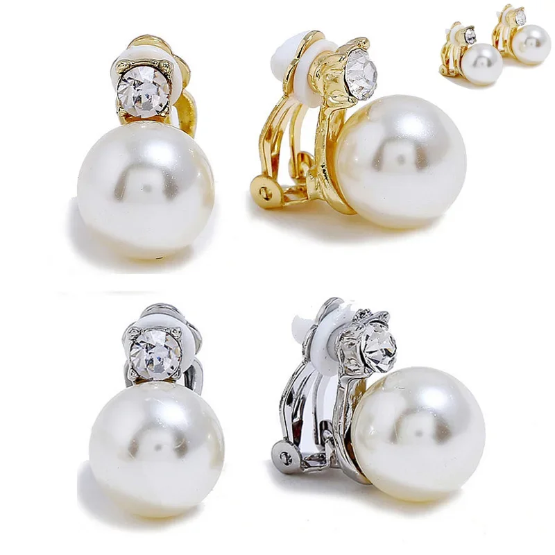 Korean Imitation Pearls Fake Piecring Ear Ring For Women Girl Trendy Clip Earrings Non Pierced Wedding Body Jewelry ear clip earrings clip earrings ear clip ear accessories