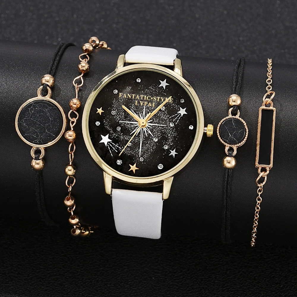 Lvpai Brand 5PCS New Luxury Fashion Bracelet Watch Set Women