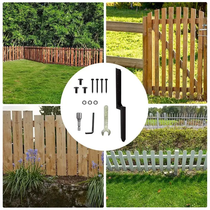 Fence Post Repair Stakes Heavy-Duty Ground Post Stakes Metal Fence Wear-Resistant Ground Spikes Decking Posts