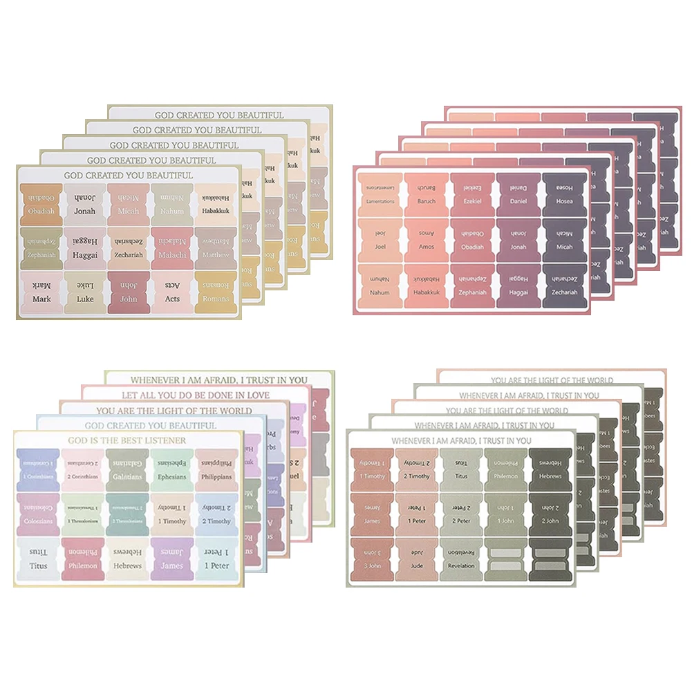 5 Sheet Bible Index Tabs Easy Read Bible Book Tabs Large Print Laminated Study Supplies Decorative Label Study Tool