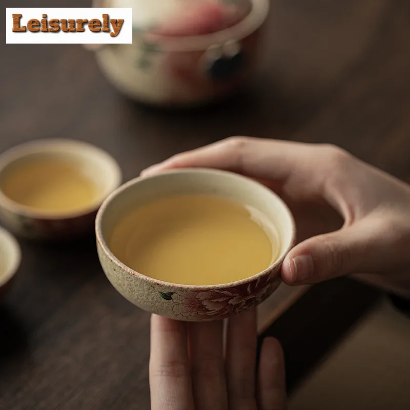 Blue And White Flint Red Ruyi Travel Tea Set Kit Japanese 1 Pot 3 Cups Tea Making Organizer Portable Outdoor Tote Bag Ornaments