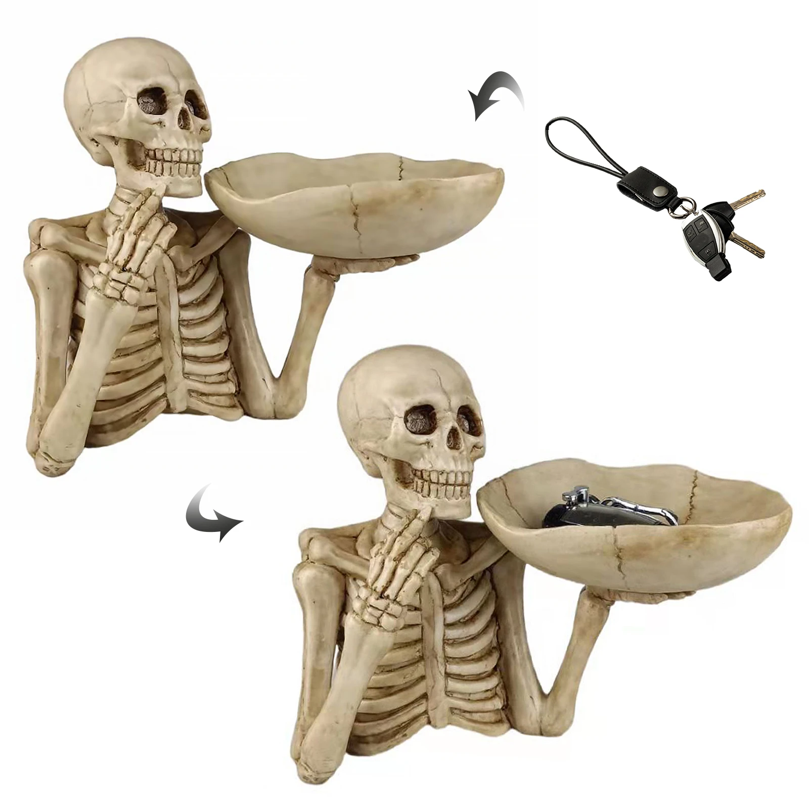 Resin Halloween Skeleton Candy Dish Food Display Bowl