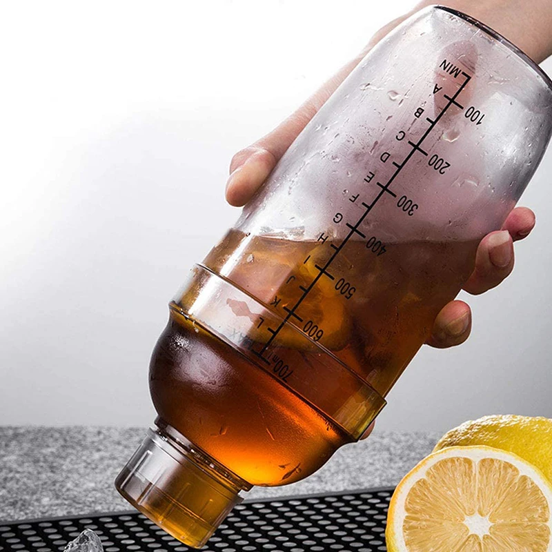 Description Picture 5 of itemPlastic Boston Cocktail Shaker Tins Shaker Cup Clear Drink Shaker Bottle Mixing Shakers With Scale For Professional Bartenders