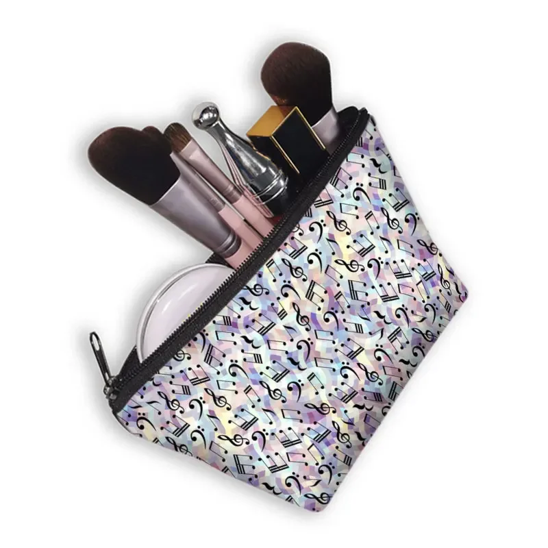 Musical Instrument Print Cosmetic Case Guitar Violin/Violoncello Makeup Storage Pouch Music Notes Beauty Bag Wash Napkin Bag 3