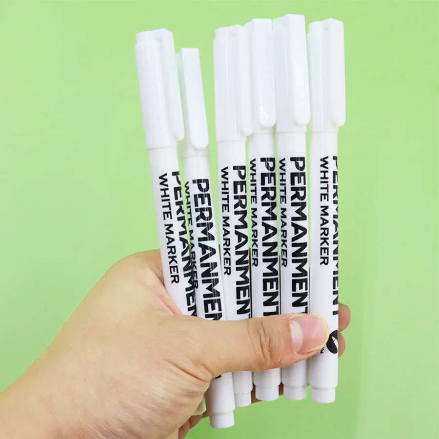 4/5/6pcs White Permanent Marker Pens Fine Tip Oil-Based Art Drawings on Wood Leather Graffiti Markers Stationery for Art Writing permanent marker pen,white marker pens,marker pens,permanent marker,permanent markers,markers pen,art markers,art marker pen