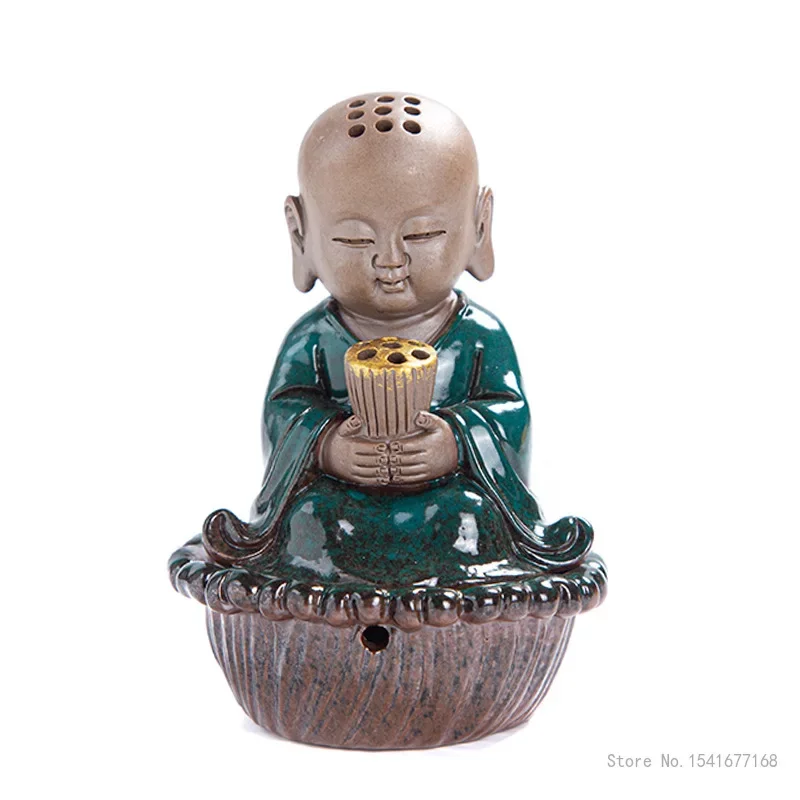 Creative Ceramic Glazed Incense Burner, Sandalwood, Agarwood Tathagata, Home Decorations, Buddha Statue Aromatherapy Burner, 1Pc