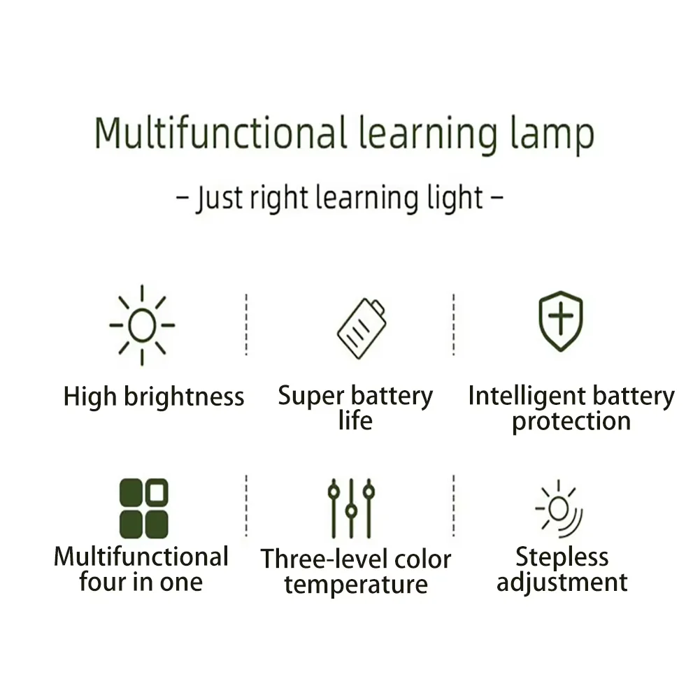 Led Desk Lamp With Alarm Clock 3 Color Temperature Stepless Dimming USB Charging Night Light Eye-Protection Reading Table Lamps 5