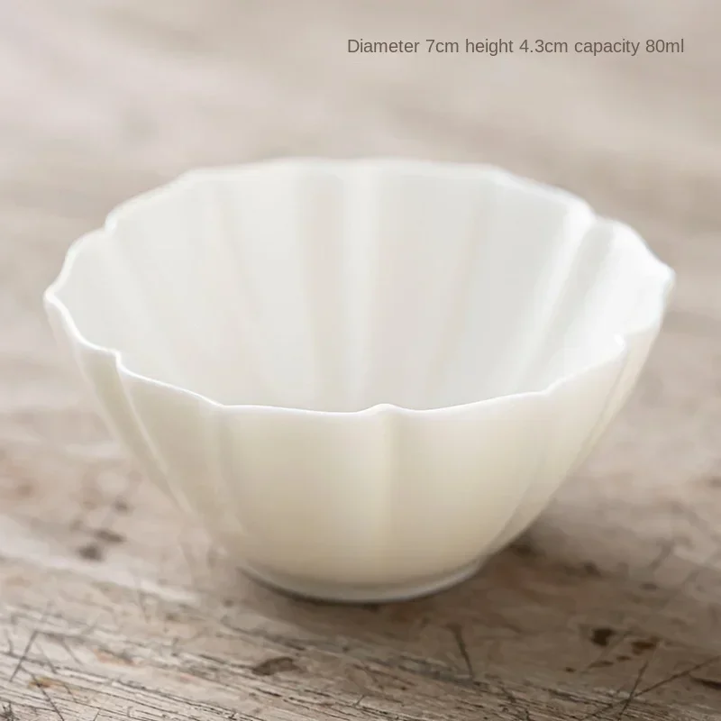 Suet-fat Jade White Porcelain Tea Cup Ceramic Kung Fu Set Host Single Art Supplies Wholesale Cups Teaware Kitchen Dining Bar